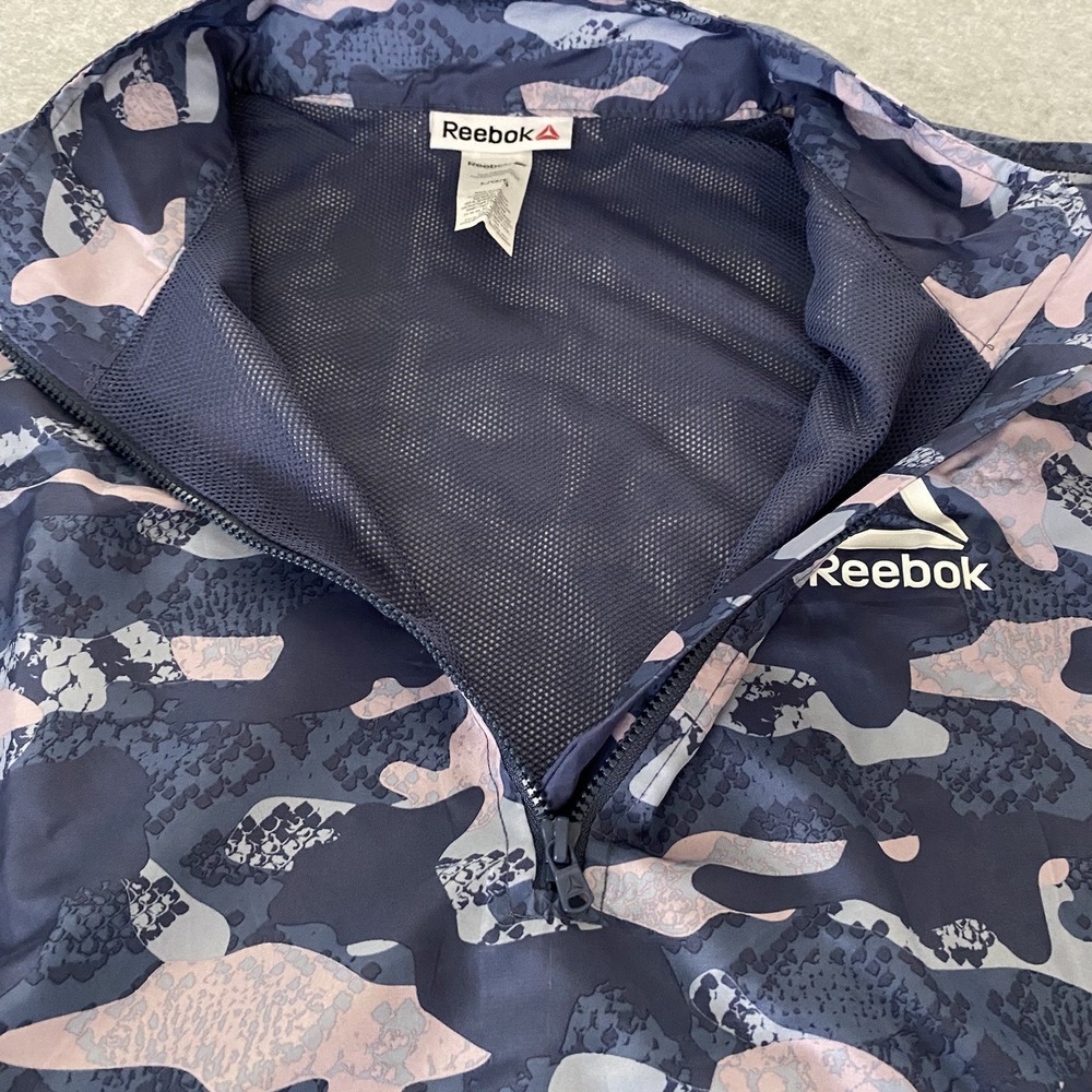 Reebok Camo Quarter-Zip Windbreaker Jacket Women's Large‎ Purple Pink Pullover - Picture 8 of 13